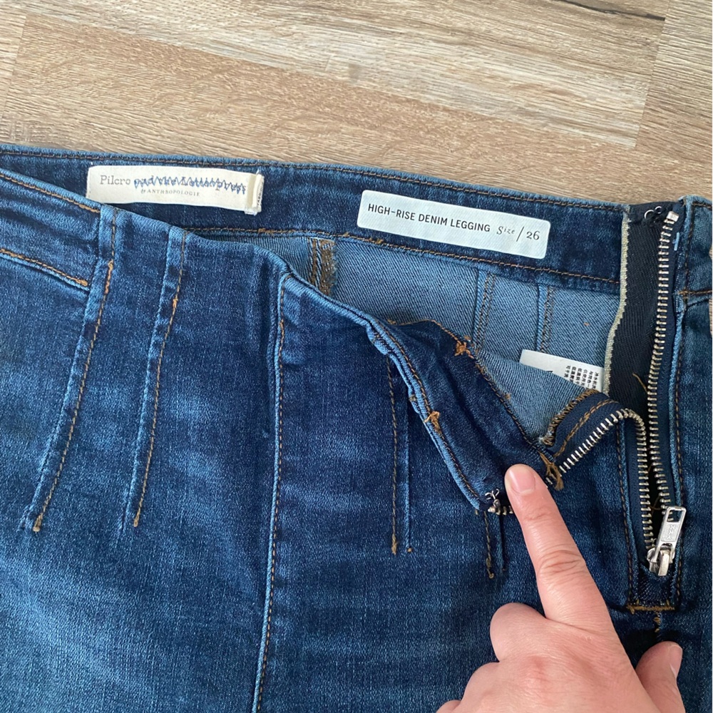 Pilcro and the Letterpress High-Rise Skinny Jeans - Dark Blue